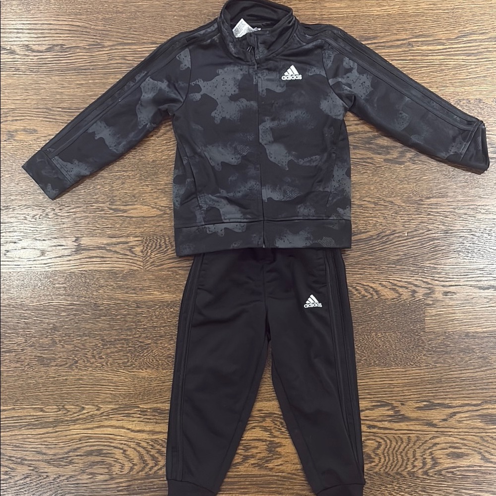 Adidas Black and Gray Camo Tracksuit